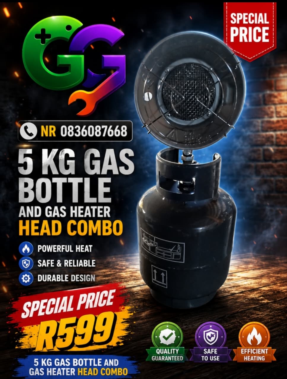 5 KG Gas Bottle with Heater Head — Gaming Gorillas Centurion