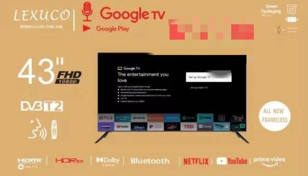 Lexuco frameless google smart TV - 43'
